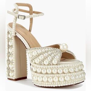 Azalea Wang
Astrella Pearl Embellished Platform Dress Sandals